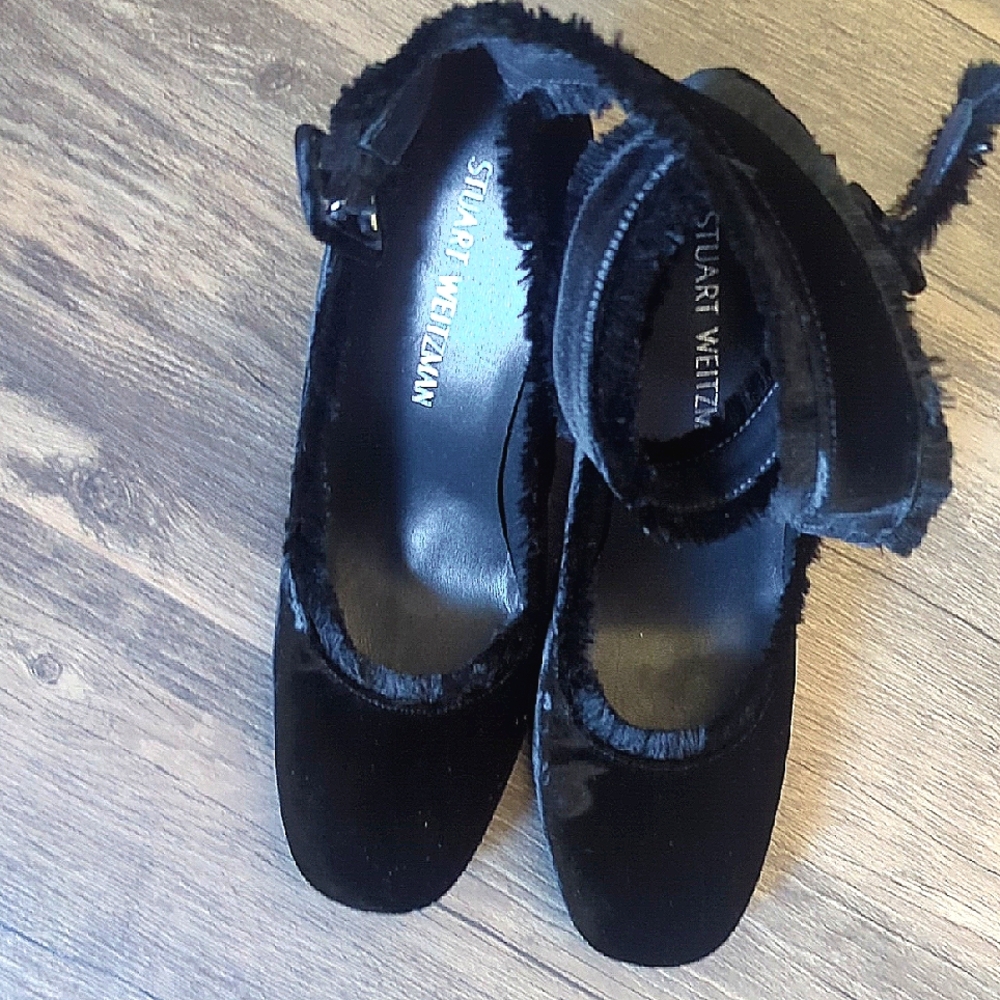 Stuart Weitzman Black Mary Jane Suede Pump